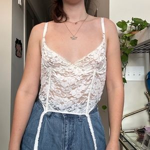 🖤 80s White Lace Corset Bustier 💗 34B / S